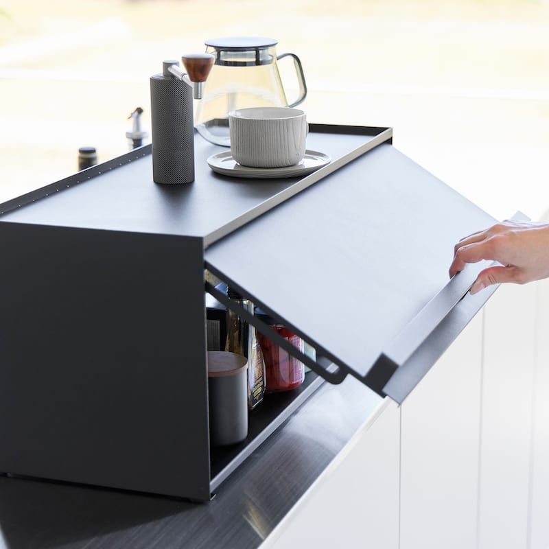 Yamazaki Home Front-Opening Countertop Storage Rack, Steel - L 10.51 x W 23.62 x H 9.92 inches