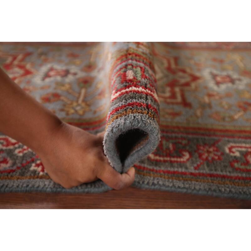 Gray Geometric Kazak Oriental Runner Rug Handmade Wool Carpet - 2'6"x 7'11"