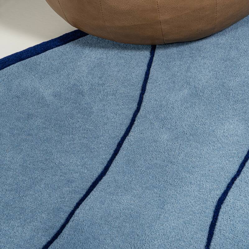 JONATHAN Y Retro Coastal Geometric Border Handwoven Wool Area Rug