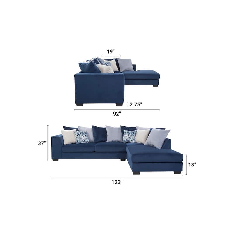 American Furniture Classics Casual Comfort Series Blue L Shaped Sectional Sofa