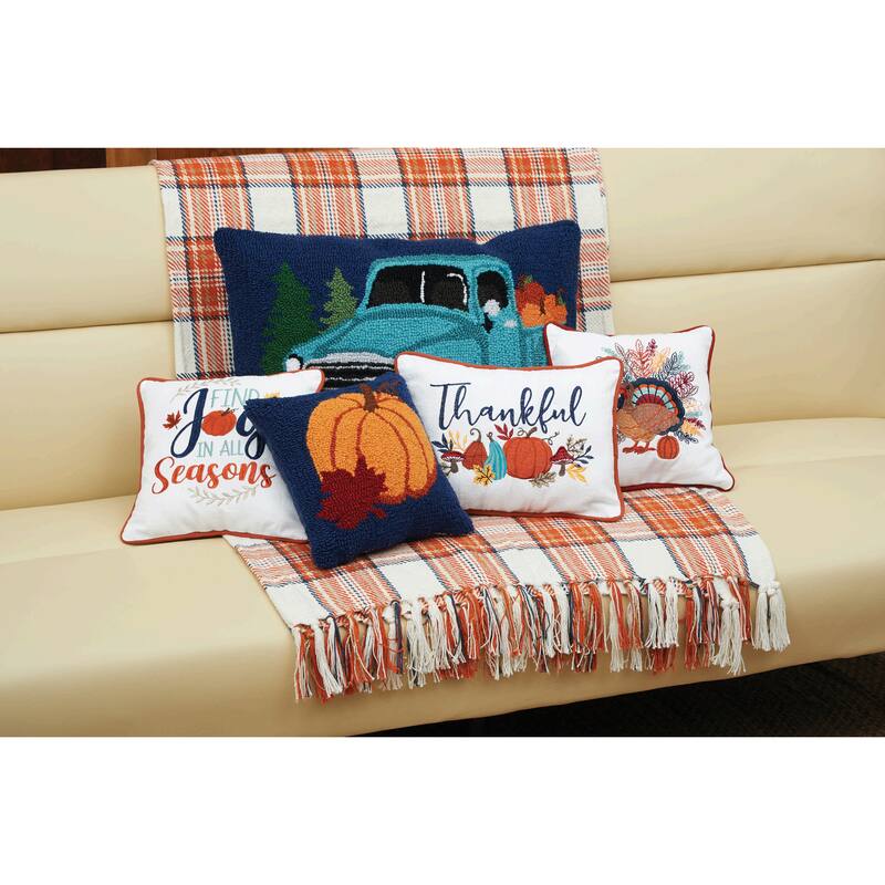 Colorful Harvest Turkey Small Petite Throw Pillow