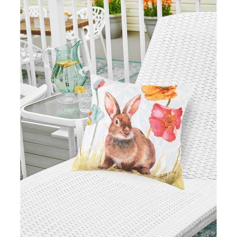 Sitting Spring Softies Bunny Indoor/Outdoor 18 x 18 Accent Decorative Accent Throw Pillow