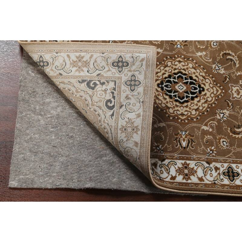 Traditional Brown Floral Oriental Tabriz Area Rug Turkish Carpet