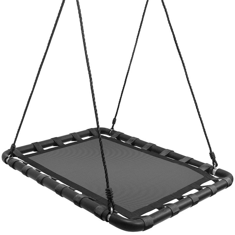 Spinner Platform Swing - Kids Indoor/Outdoor Rectangular Mat Swing, Accessories Included (40 x 30, Square) - Black