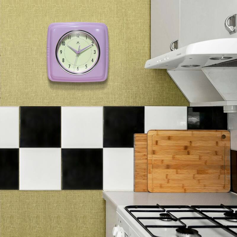 Infinity Instruments Retro 9.25-inch Square Wall Clock - 9.25 x 1.875 x 9.5