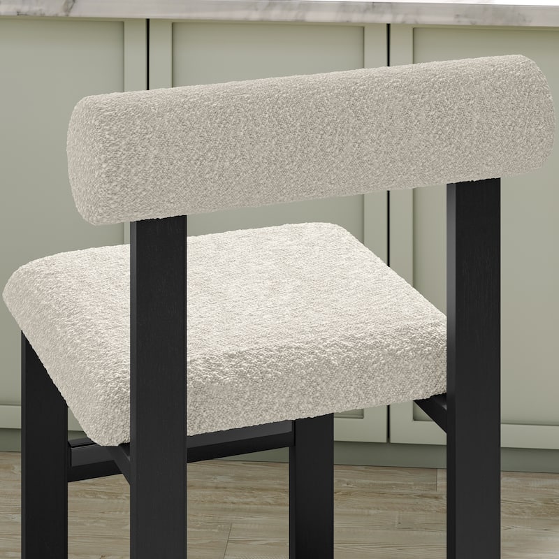 Corvus Caen Teddy Fabric Bar Stools with Wood Legs (Set of 2)