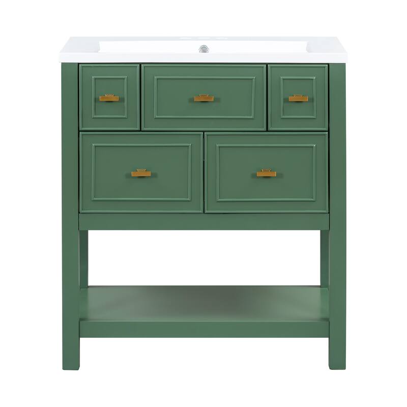 Free Standing Single Vanity Set with 5 Drawers