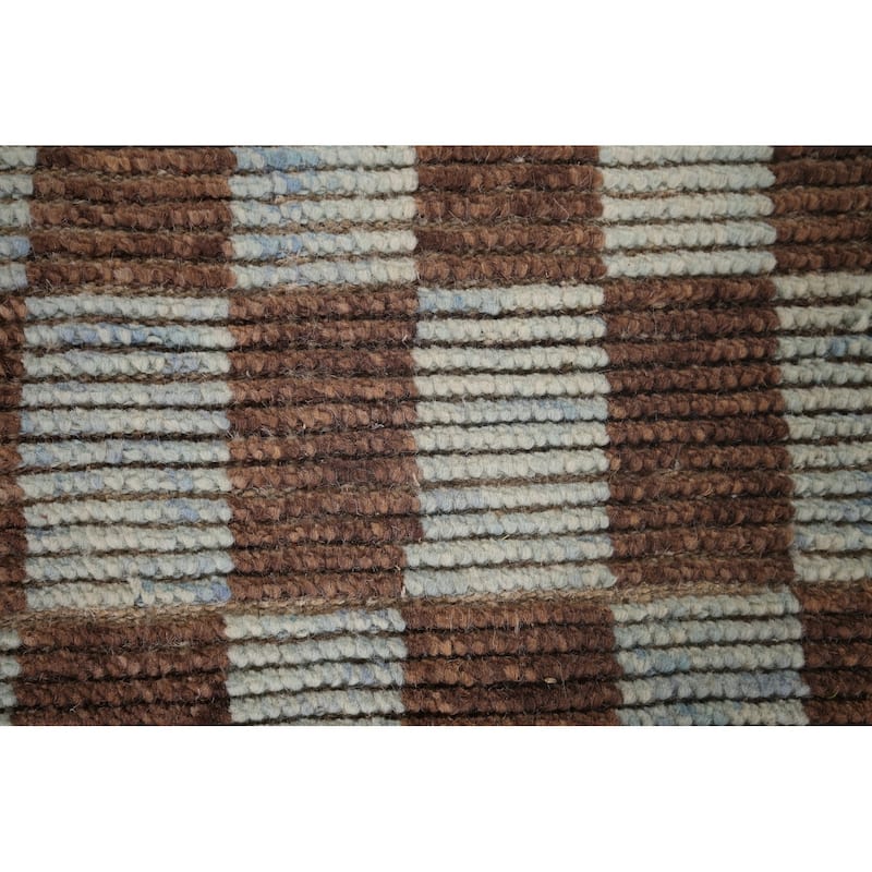 Checkered Moroccan Modern Area Rug Hand-Knotted Wool Carpet - 7'0"x 10'8"