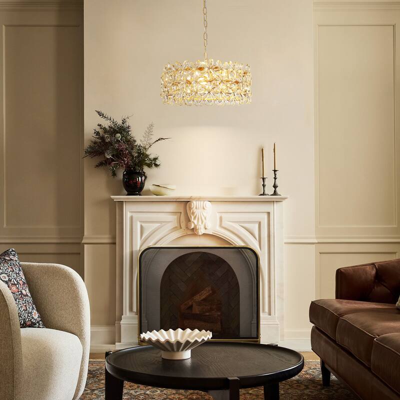 3-Light Crystal Flower Chandelier - Adjustable Chain for Glamorous Home Dining/Living - 3 Light