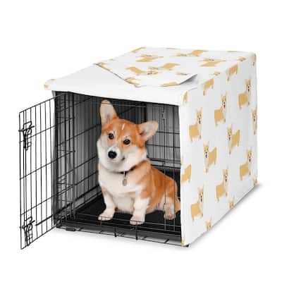 Sweet Jojo Designs Corgi Boy, Girl, Unisex/Gender Neutral Dog Crate Kennel Cover 36in. - Puppy Modern Dog Whimsical Welsh Corgis
