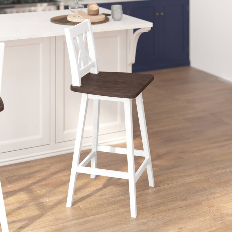 Commercial 360 Degree Swivel Wood Bar Height Stool
