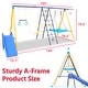 preview thumbnail 11 of 12, Roomfitters 7-in-1 Metal Swing Set, 500 lbs Capacity, Slide, 2 Swings, Climbing Net, Gym Ring & Basket, Multicolor