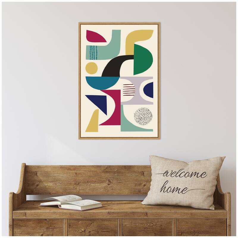 Kate and Laurel Sylvie MCM Retro Abstract Patttern Framed Canvas by Rachel Lee