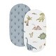 preview thumbnail 2 of 4, Sweet Jojo Designs Watercolor Dinosaur Dino Boy 2 Pack Baby Bassinet Fitted Sheets Blue Tracks Footprint Modern Dinosaurs Animal