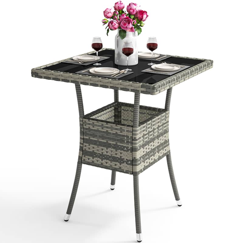 Outdoor Patio Wicker Table - 31.5" L x 31.5" W x 28.7" H