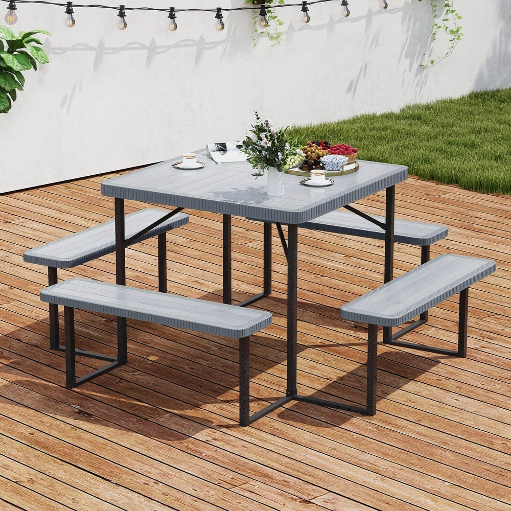 Costway Picnic Table Bench Set for 4-8 People with Umbrella Hole - See Details