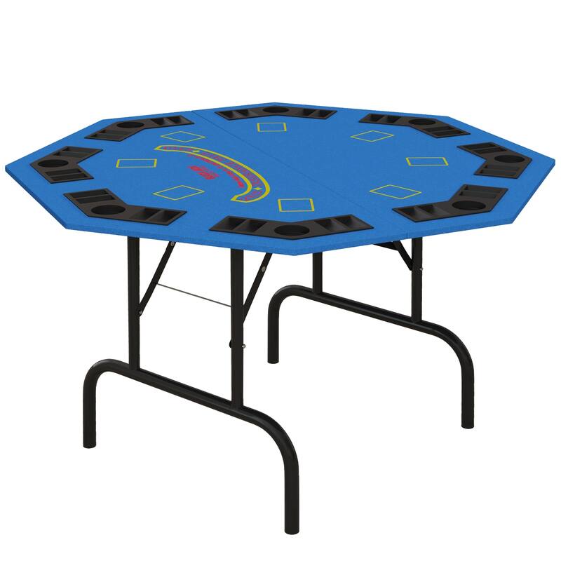 Soozier Poker Table Foldable 47" Octagon Blackjack Casino Texas Holdem Poker Game Table for 8 Players