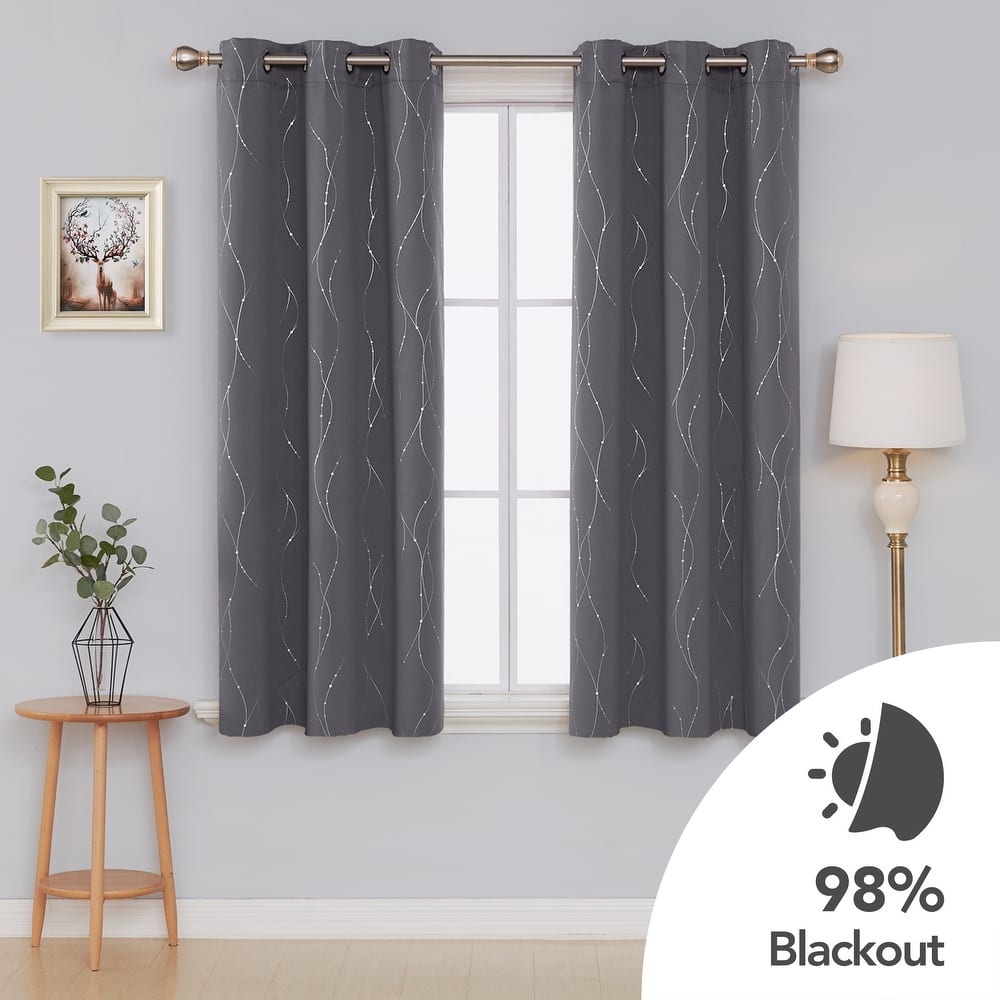 Deconovo Wave Line with Dots 42 Width Curtains Pair(2 Panel)