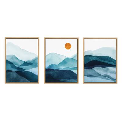 Kate and Laurel Sylvie Mountain Range Framed Canvas by Amy Lighthall