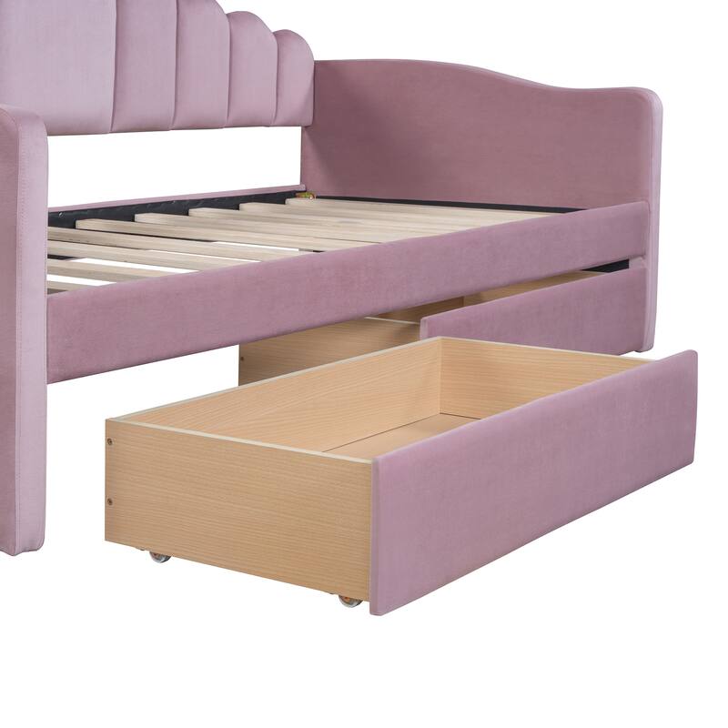 Modern Upholstered Daybed with 2 Drawers And USB Charging Ports