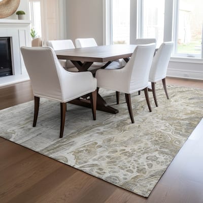 Machine Washable Indoor/ Outdoor Chantille Abstract Modern Rug