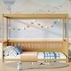 preview thumbnail 23 of 26, Children's Style Drop-down Roof Bed,Wooden Montessori Floor Bed