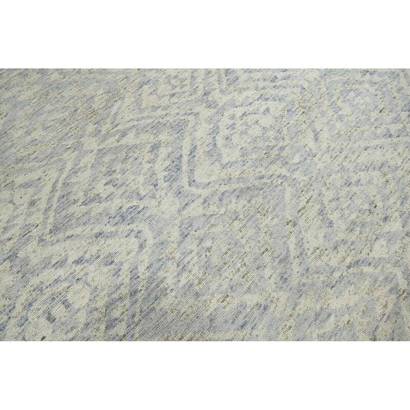 Hand Knotted All-Over Gray Oushak Wool Transitional Oriental Area Rug