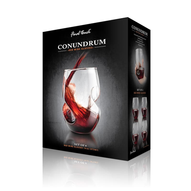 Final Touch Set of 4 Conundrum Red Wine Glasses - 16 oz