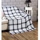 preview thumbnail 1 of 2, Farmhouse Hand-Woven Plaid Collection Cotton Fringe Throw Blanket - White/Black | 50x60'' 50''X60''
