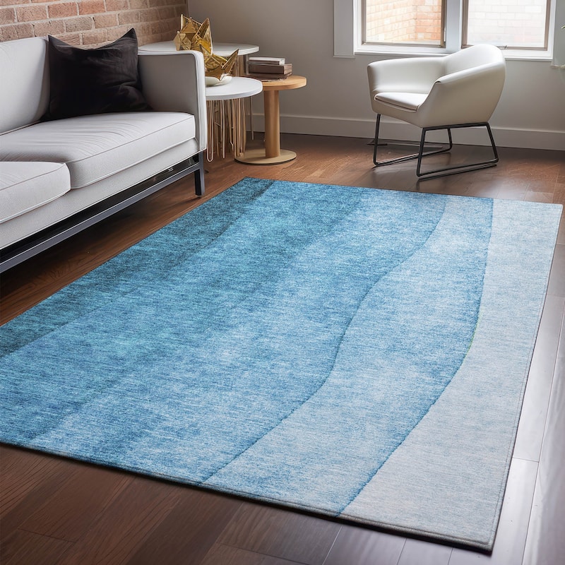 Premium Washable Super Soft Ombre Stripes Mayfield Rug - Teal - 8' x 10' - Rectangle