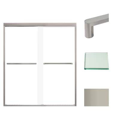 Frederick 59 in. W x 66 in. H Sliding Semi-Frameless Shower Door with Clear Glass - 57.75-59-in W x 66-in H