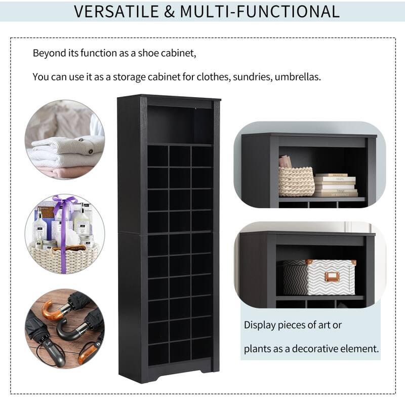 24.4 in.W FreeStanding Shoe Storage Tall Cabinet with Versatile