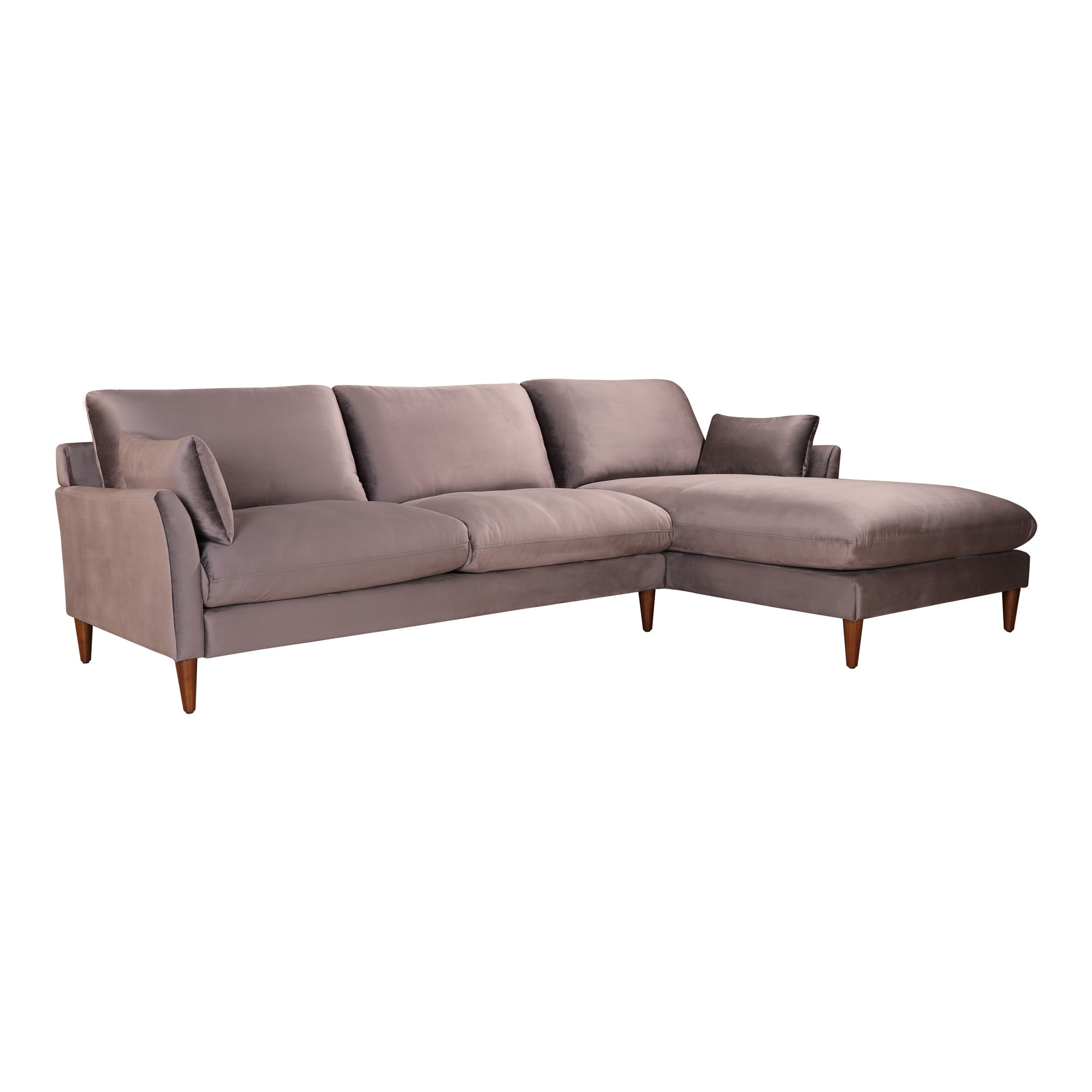 Shop Aurelle Home Modern Velvet Sofa Chaise Sectional 34 X 110 X