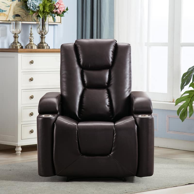 Power Leather Recliner Chair Home Theater Seating Soft
