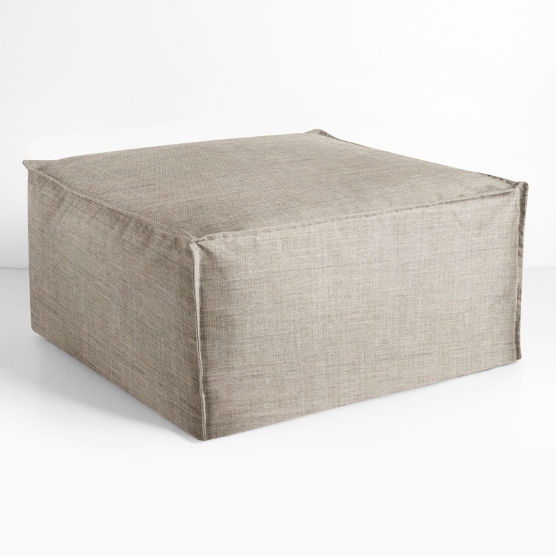 Sorra Home Sunbrella Outdoor Top Stitch Solid Bean Pouf