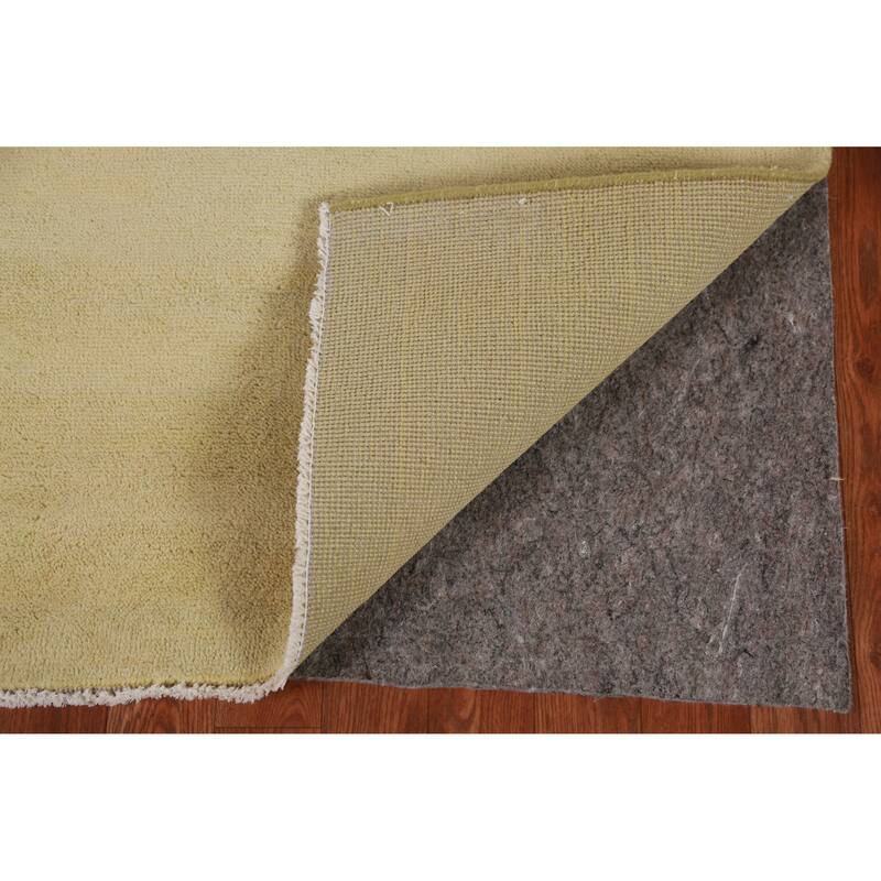 Hand Knotted Oriental 100% Wool Carpet Modern Solid Green Gabbeh Runner Rug - 8' 0'' X 2' 10''
