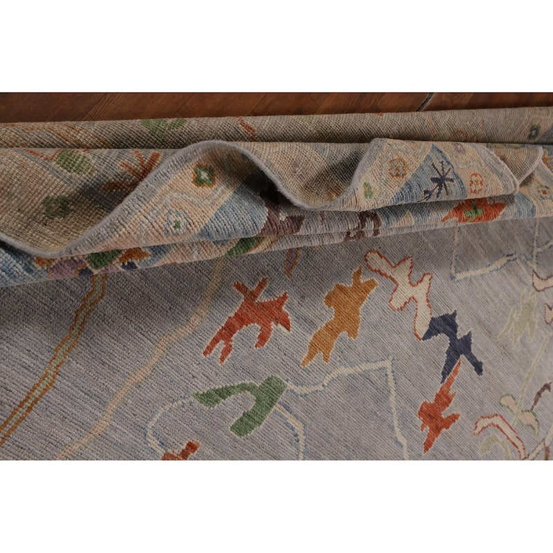Grey Oushak Turkish Area Rug Handmade Vegetable Dye Wool Carpet - 7'11"x 9'9"
