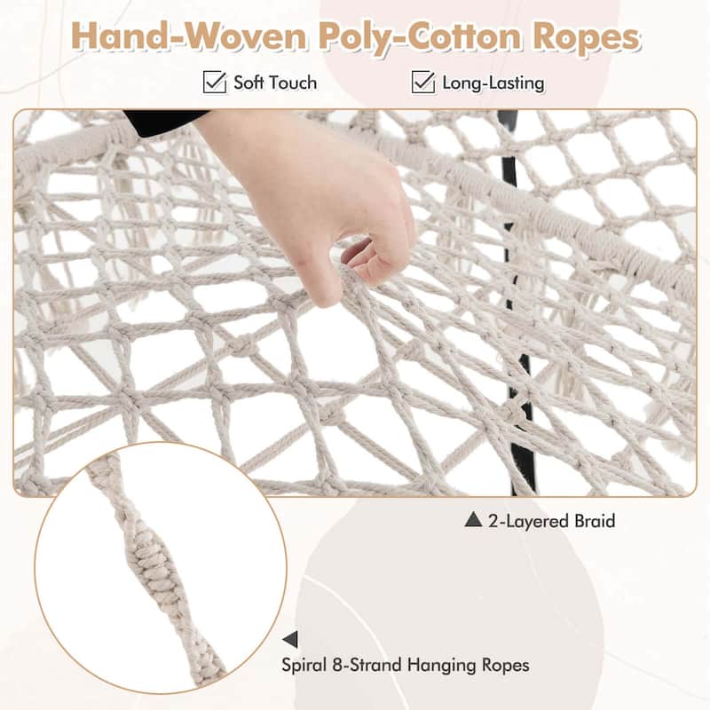 Costway Swing Chair Hand-Woven Rope Hanging Chair with Thick Cushion & - See Details