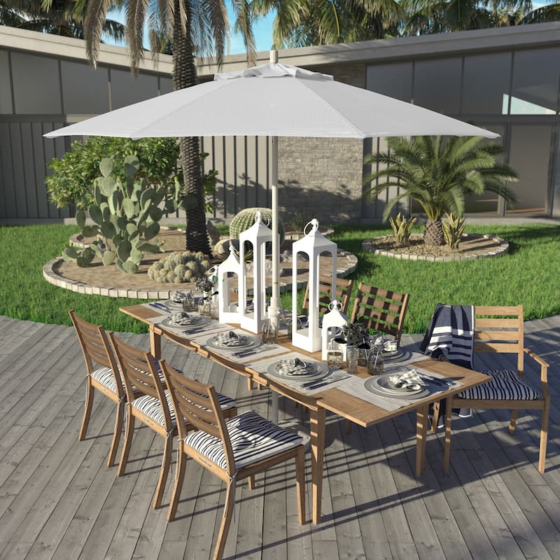 California Umbrella 9' Rd Golden State Series Patio Umbrella White Aluminum Frame Crank Lift Collar Tilt Sunbrella - Natural