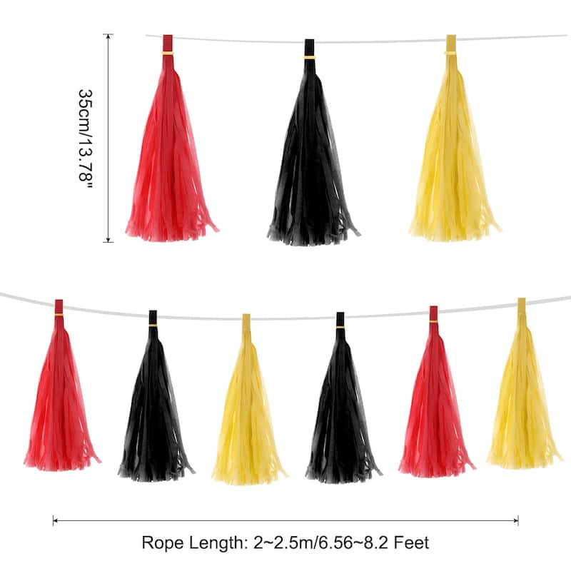30Pcs Tassel Garland Banner with Rope - Red,Light Yellow,Black