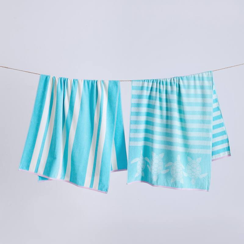 Linery & Co. 100% Cotton Jacquard 2 Pack Summer Beach Towels