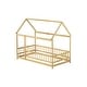preview thumbnail 38 of 39, Twin Floor Bed with House Roof Frame, Safety Guardrails, and Fence Design