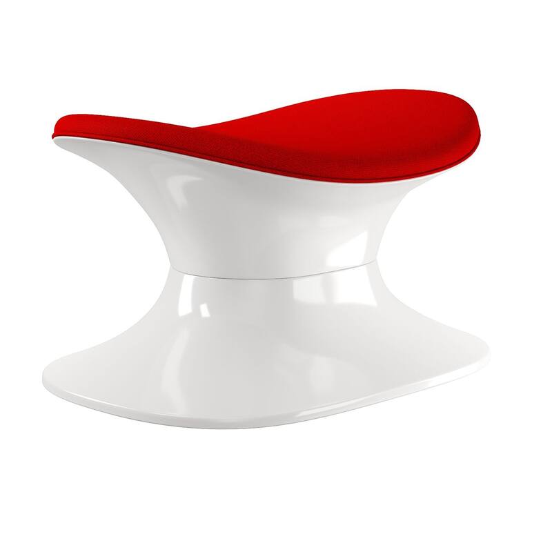 HomeRoots 21" Red and White Wool And Fiberglass Contempo Footstool Ottoman