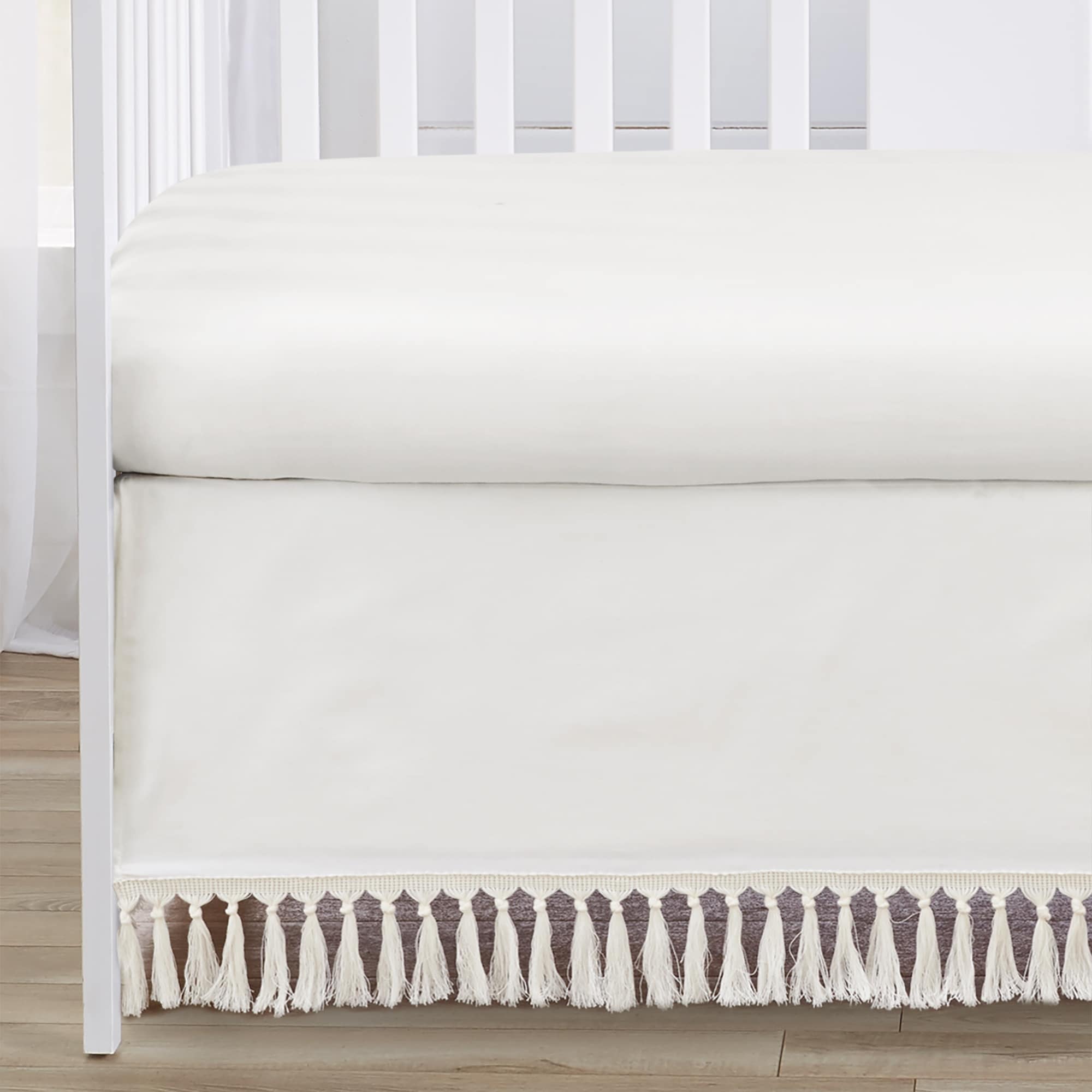 Ivory crib skirt top