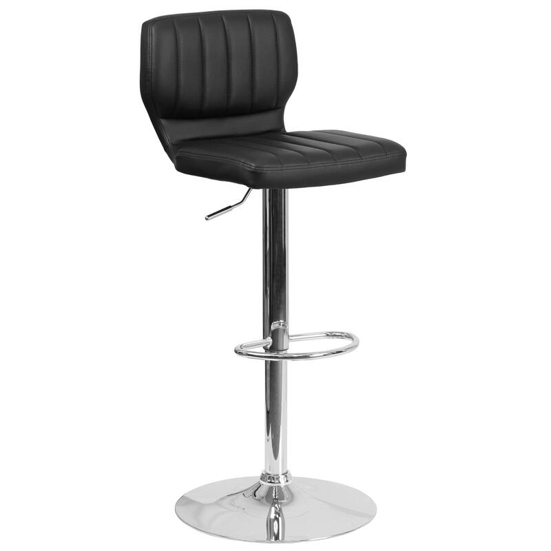 Contemporary Chrome Adjustable Bar Stool - 16.5"W x 19"D x 34.5" - 43"H