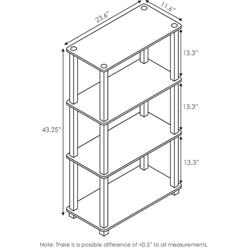 4 Tiers Wood Household Shelving Unit in Walnut/Black (23.58 in. W x 43.27 in. H x 11.61 in. D) - 23.58