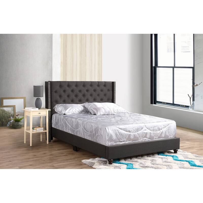 Julie Tufted Upholstered Low Profile King Panel Bed - Black