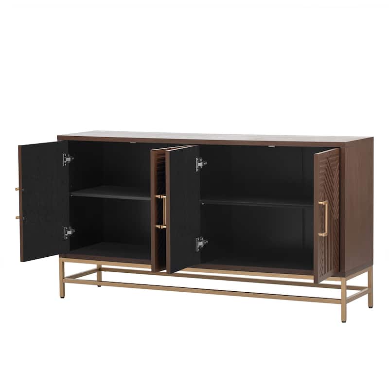 Rectangular Sideboard Entryway Cabinet with Adjustable Shelves & Metal Leg, Buffet Cabinet Console Table for Kitchen Living Room