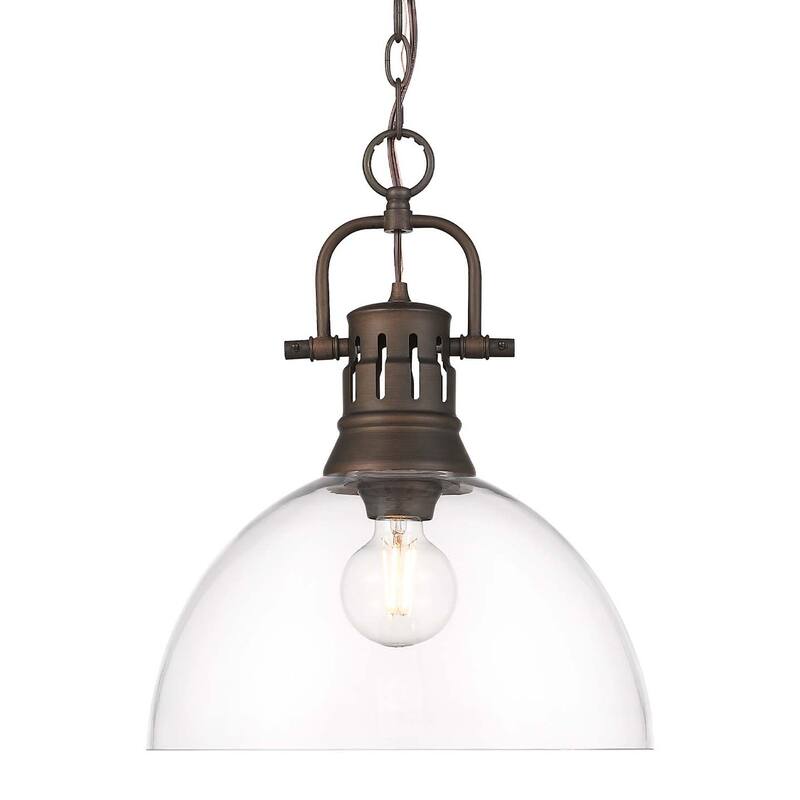 Golden Lighting 3602-L RBZ Duncan 14" Wide Pendant - Rubbed Bronze / Clear