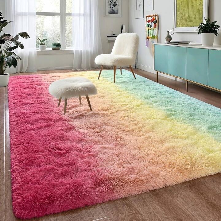 Shaggy Home Decor Carpet Luxury Gradient Rug for Living Room Bedroom